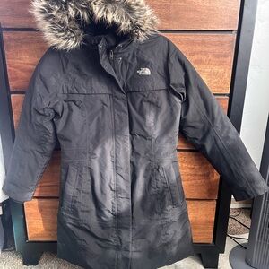 The North Face Women's Black Puffer Coat with Fur Hood